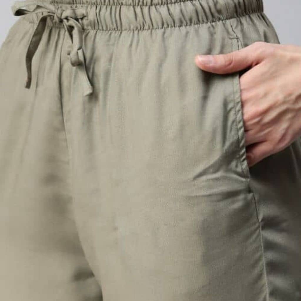 The Solid Olive Viscose Tapered Straight Fit Pant