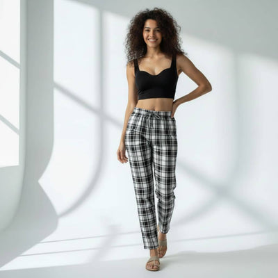 The Plaid Cotton Twil Tapered Straight Fit Pant