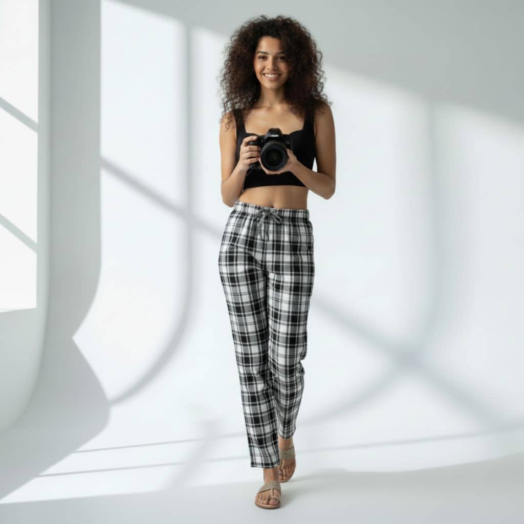 The Plaid Cotton Twil Tapered Straight Fit Pant