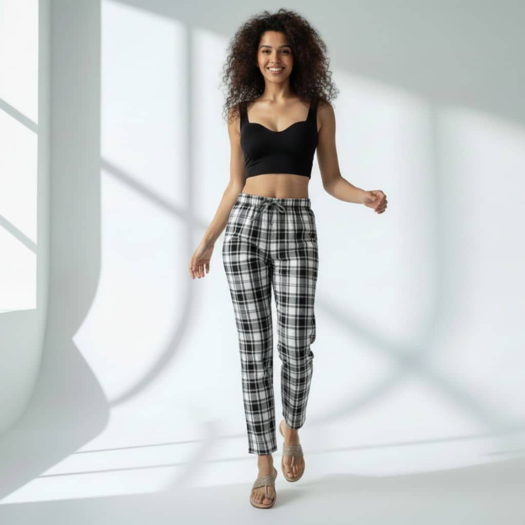The Plaid Cotton Twil Tapered Straight Fit Pant