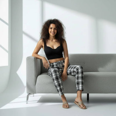 The Plaid Cotton Twil Tapered Straight Fit Pant