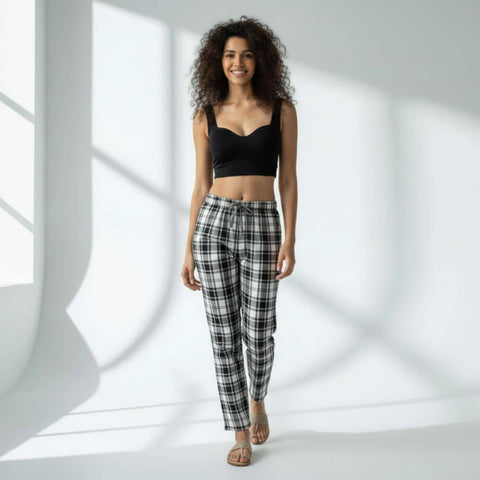 The Plaid Cotton Twil Tapered Straight Fit Pant