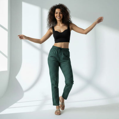 The Grid Checks Green Tapered Straight Fit Pant