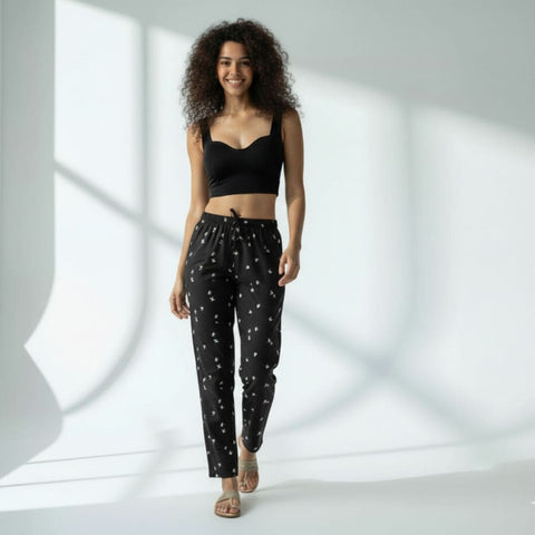 The Seersucker Black Tapered Straight Fit Pant