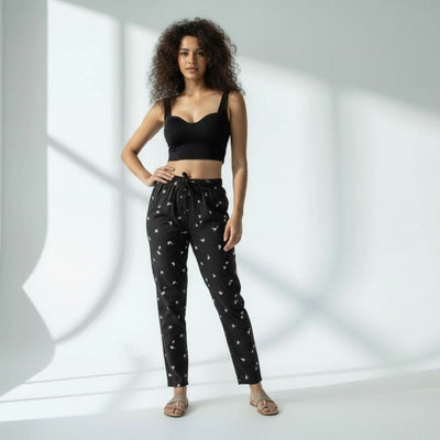 The Seersucker Black Tapered Straight Fit Pant