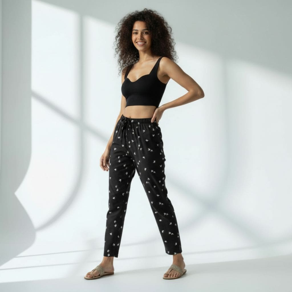 The Seersucker Black Tapered Straight Fit Pant