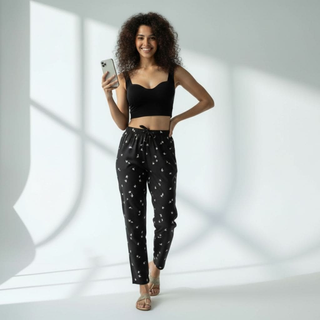 The Seersucker Black Tapered Straight Fit Pant