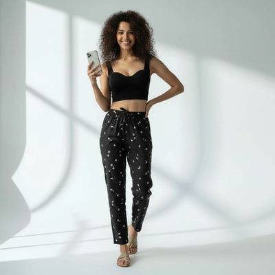 The Seersucker Black Tapered Straight Fit Pant