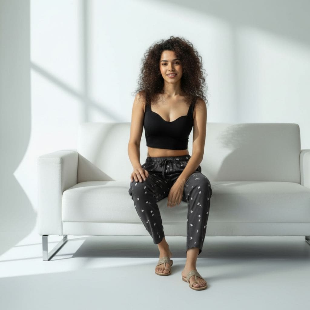 The Seersucker Black Tapered Straight Fit Pant