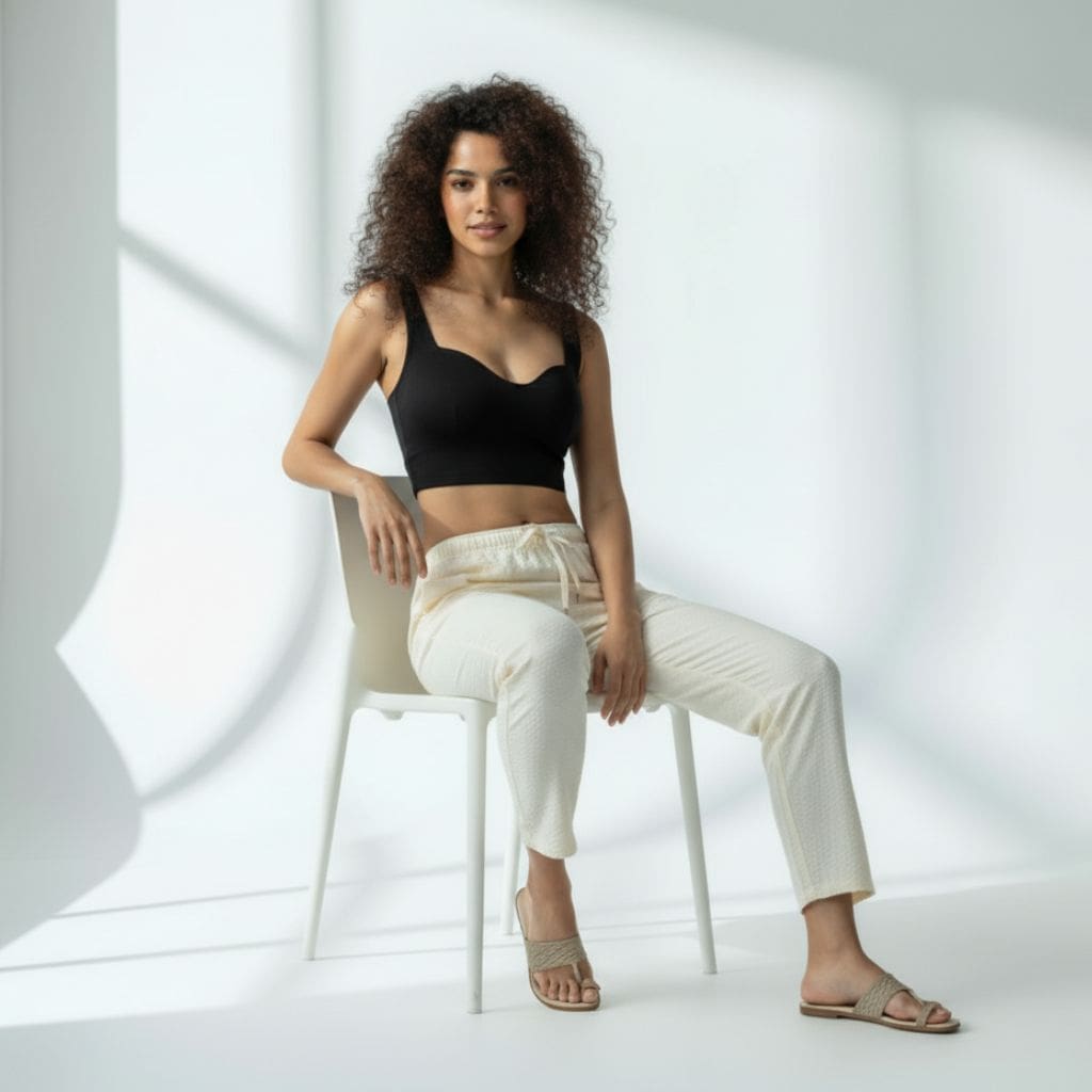 The Seersucker Cream Tapered Straight Fit Pant