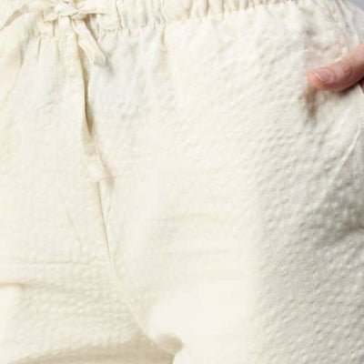 The Seersucker Cream Tapered Straight Fit Pant