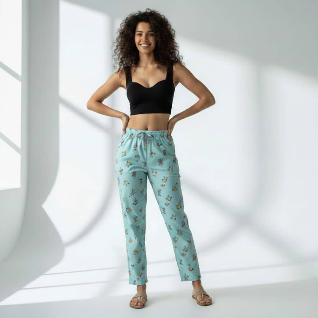 The Pale Turquoise Tapered Straight Fit Pant