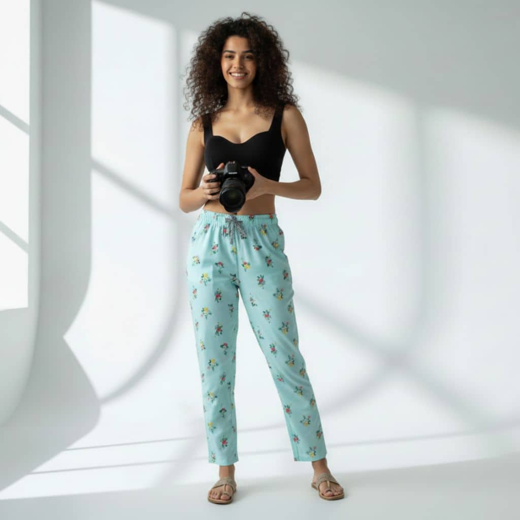 The Pale Turquoise Tapered Straight Fit Pant