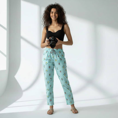 The Pale Turquoise Tapered Straight Fit Pant