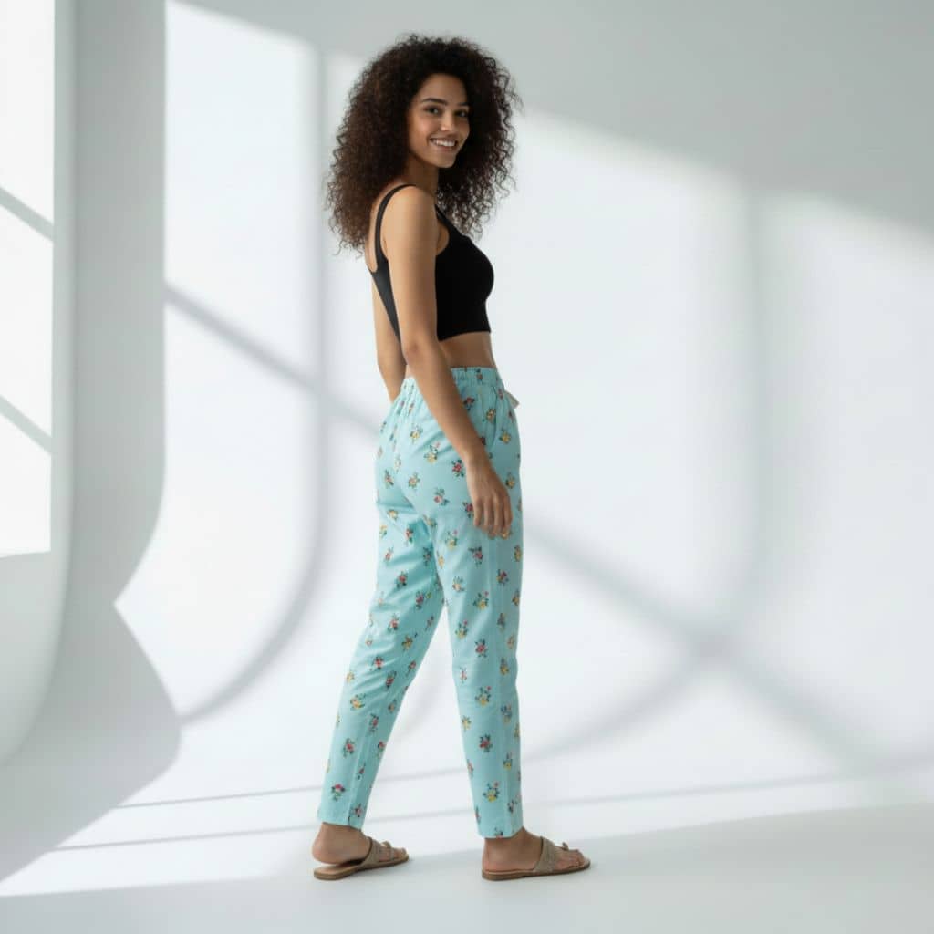 The Pale Turquoise Tapered Straight Fit Pant