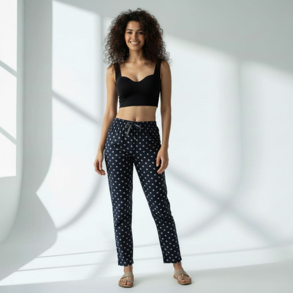 The Polka Dot Navy Tapered Straight Fit Pant