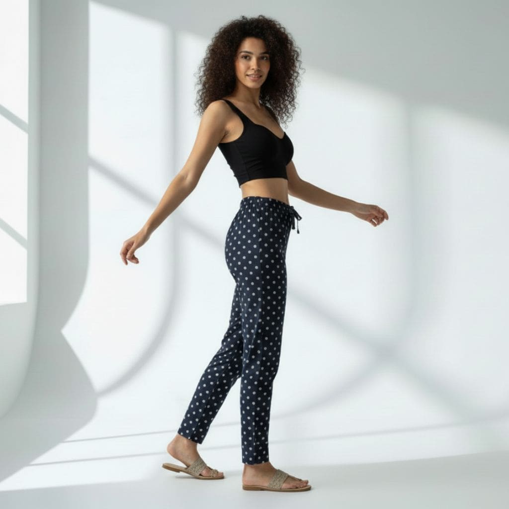 The Polka Dot Navy Tapered Straight Fit Pant