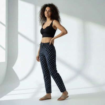 The Polka Dot Navy Tapered Straight Fit Pant