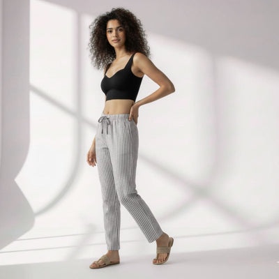 The Yarn-dyed Vertical Stripes Cotton Poplin Tapered Straight Fit Pant