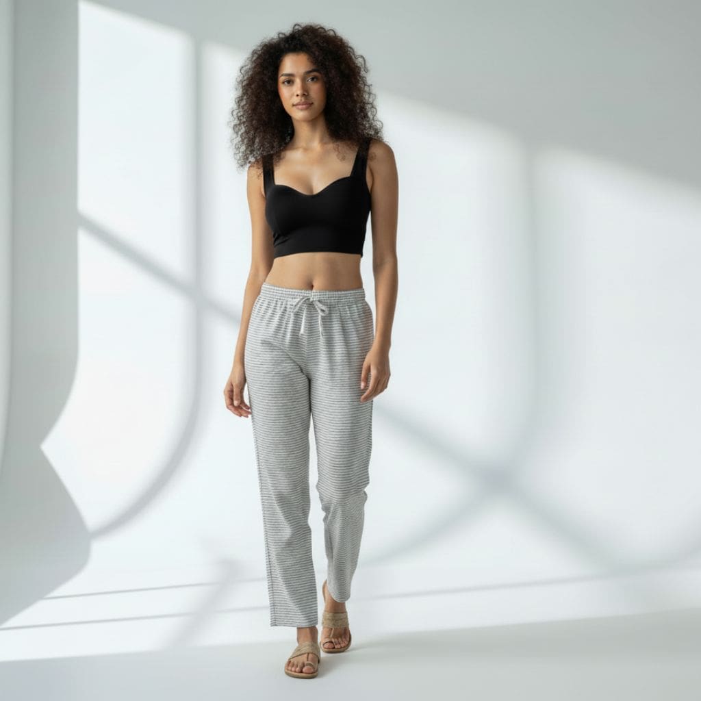 The Nautical Stripes Cotton Tapered Straight Fit Pant