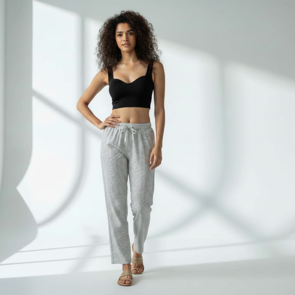 The Nautical Stripes Cotton Tapered Straight Fit Pant