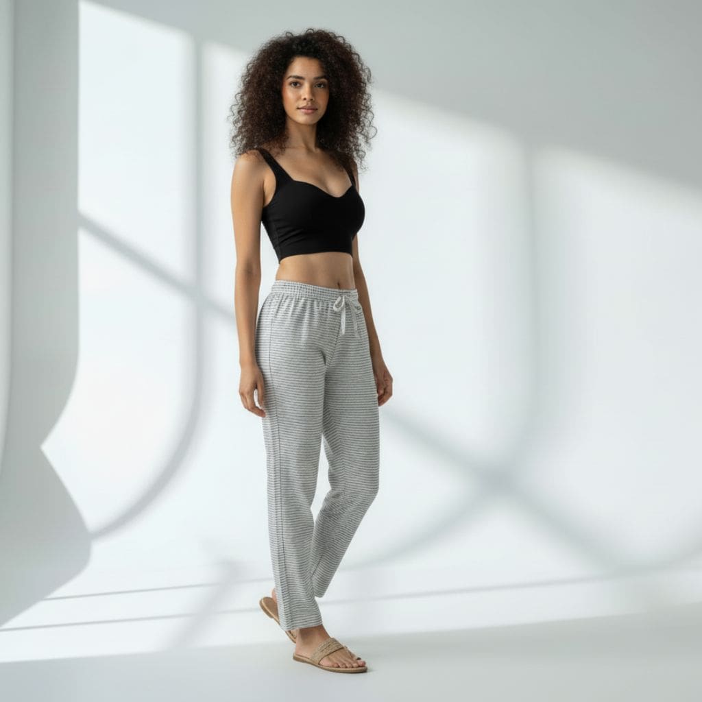 The Nautical Stripes Cotton Tapered Straight Fit Pant