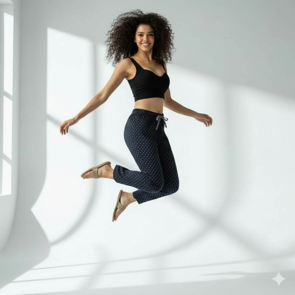 The Polka Nevy Tapered Straight Fit Pant