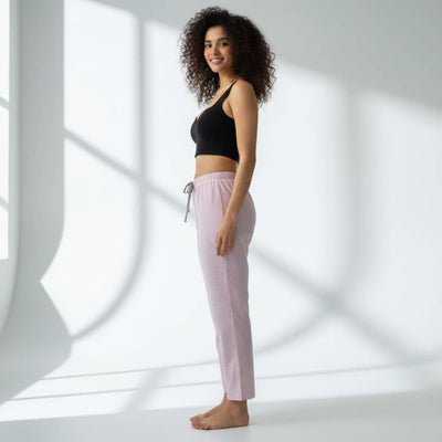 The Seersucker Pink Cotton Tapered Straight Fit Pant