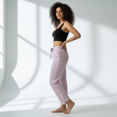 The Seersucker Pink Cotton Tapered Straight Fit Pant