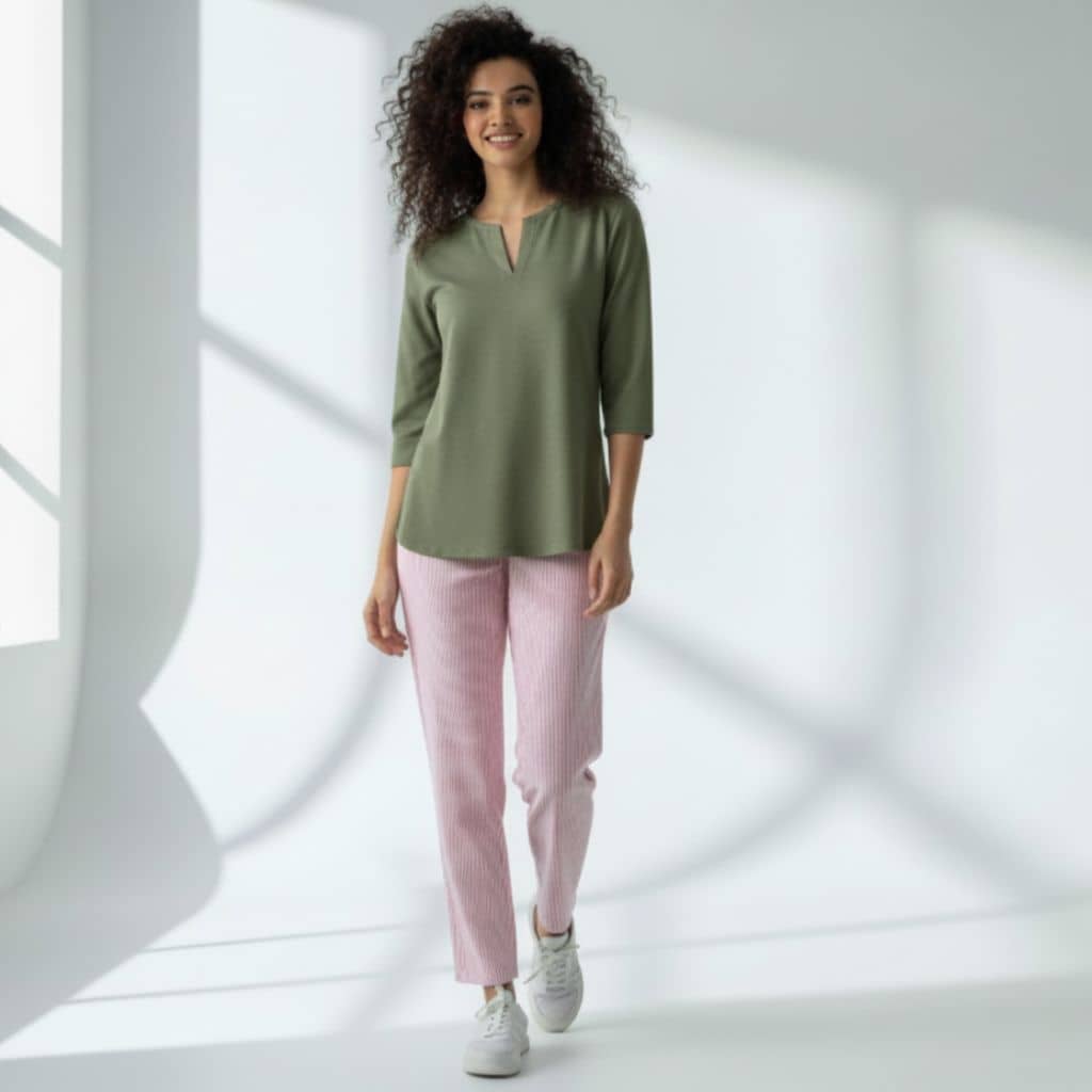 The Seersucker Pink Cotton Tapered Straight Fit Pant