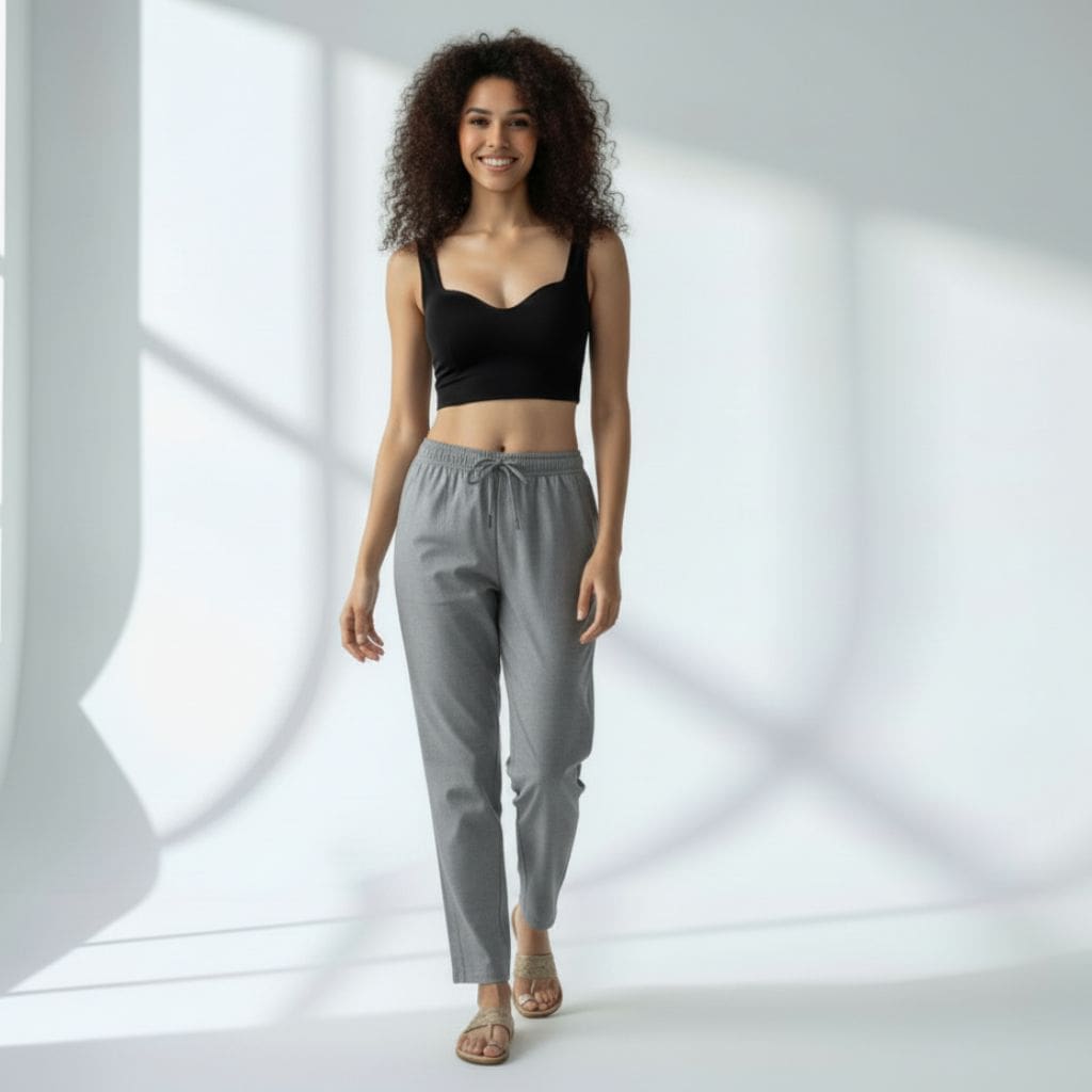 The Matte Chambray Tapered Straight Fit Pant