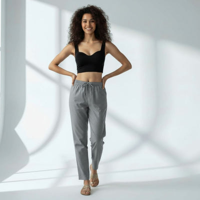 The Matte Chambray Tapered Straight Fit Pant