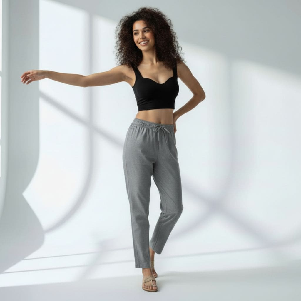 The Matte Chambray Tapered Straight Fit Pant