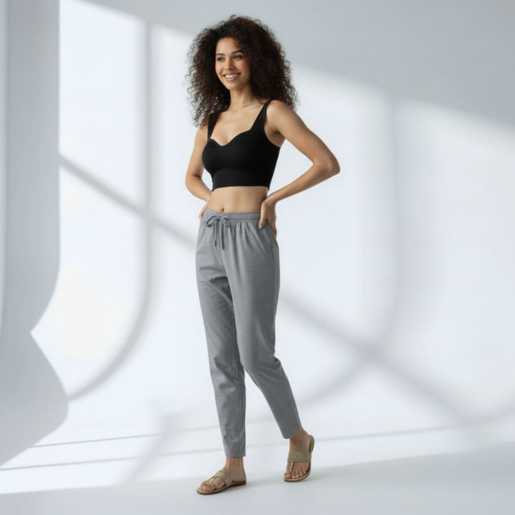 The Matte Chambray Tapered Straight Fit Pant