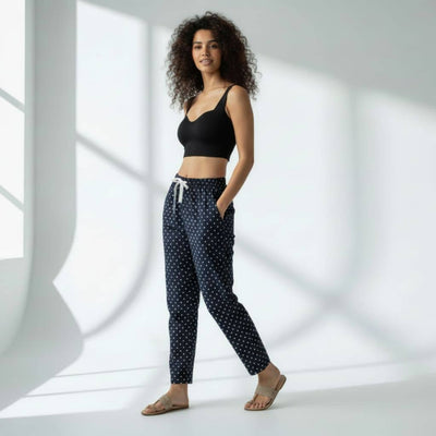 The Polka Navy Tapered Straight Fit Pant