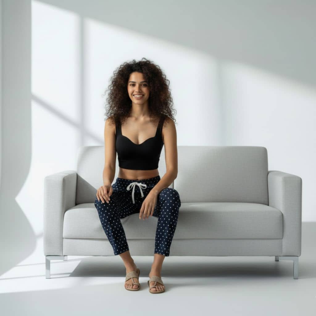 The Polka Navy Tapered Straight Fit Pant