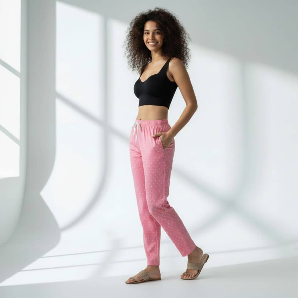 The Polka in Pink Tapered Straight Fit Pant