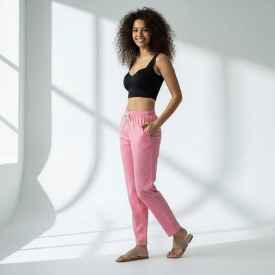The Polka in Pink Tapered Straight Fit Pant
