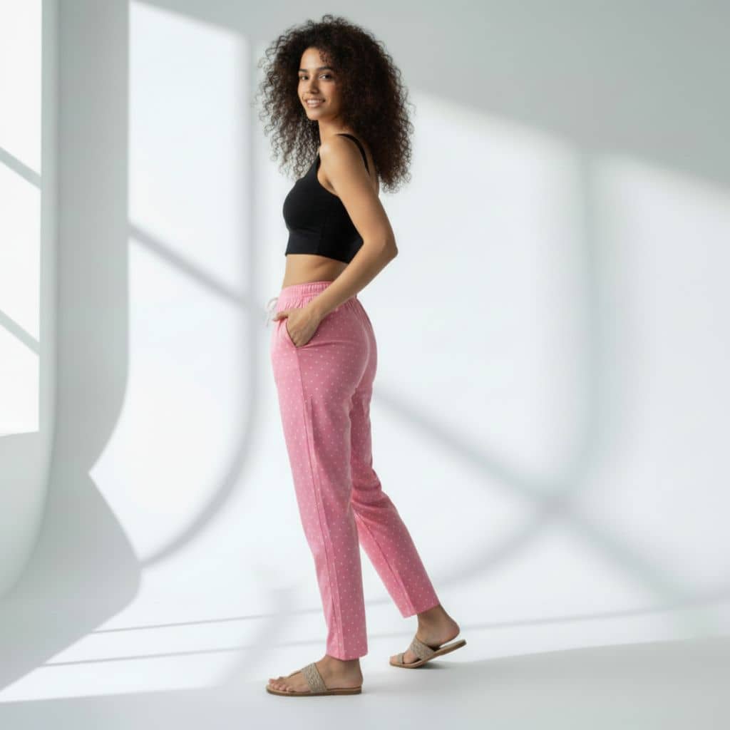The Polka in Pink Tapered Straight Fit Pant