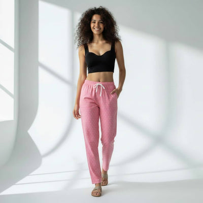 The Polka in Pink Tapered Straight Fit Pant