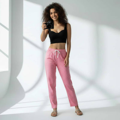 The Polka in Pink Tapered Straight Fit Pant