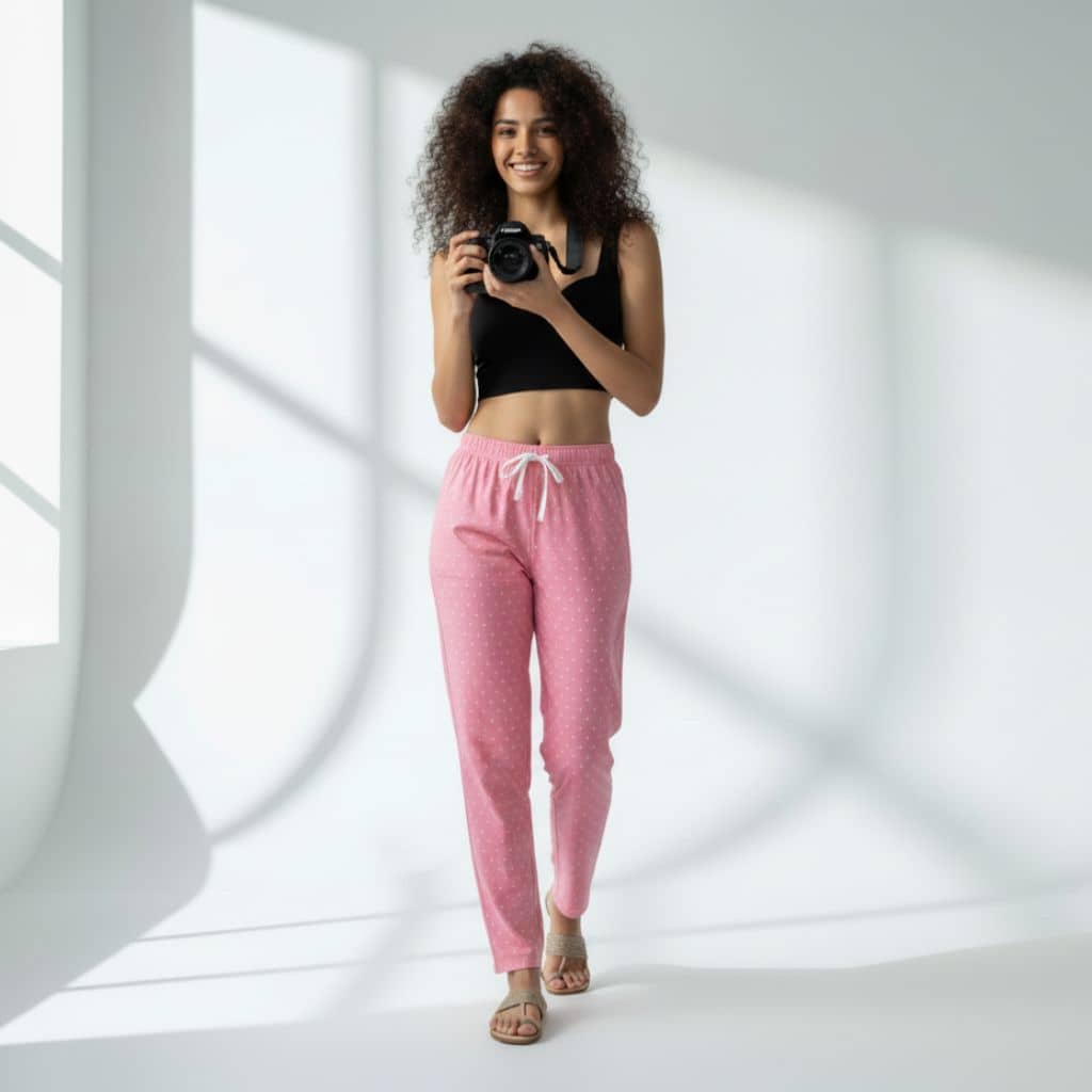 The Polka in Pink Tapered Straight Fit Pant
