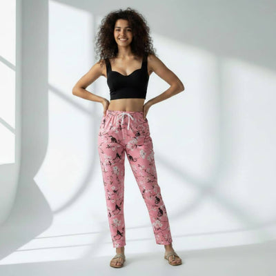 The Floral Branches Pink Tapered Straight Fit Pant
