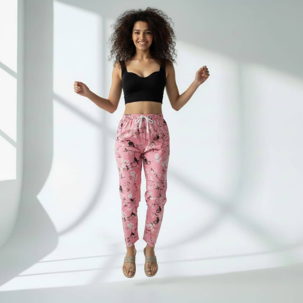 The Floral Branches Pink Tapered Straight Fit Pant