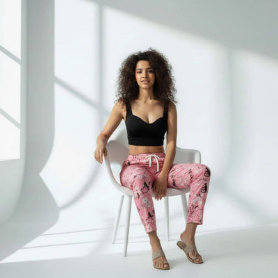 The Floral Branches Pink Tapered Straight Fit Pant