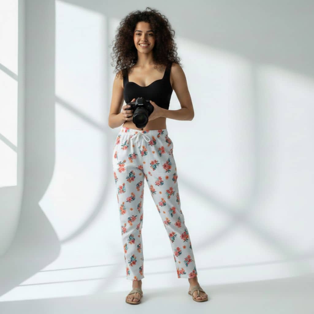 The Floral Seersucker Tapered Straight Fit Pant