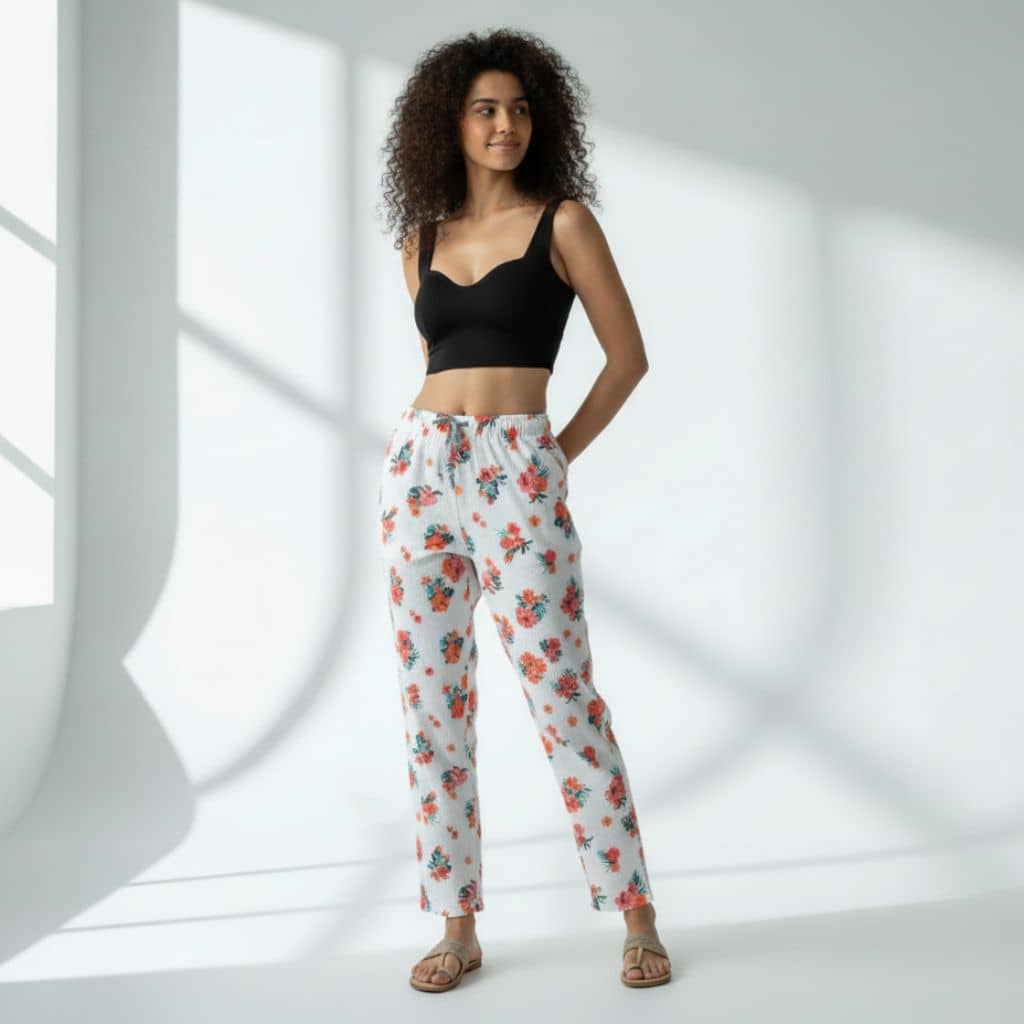 The Floral Seersucker Tapered Straight Fit Pant