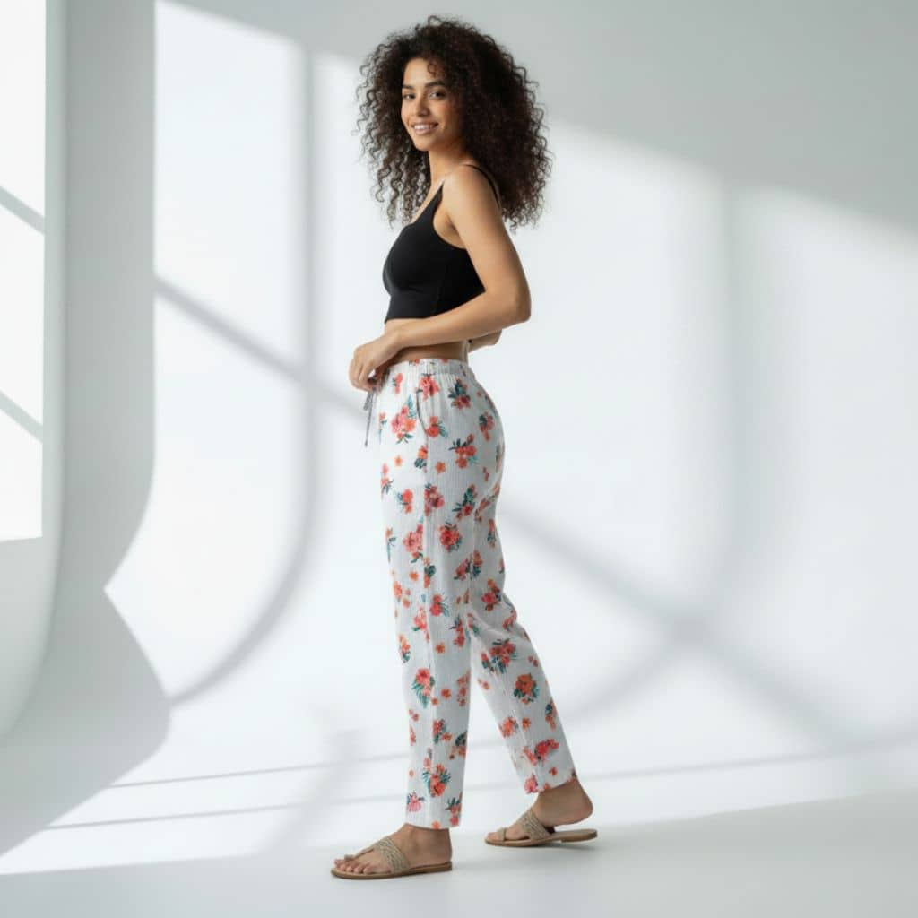 The Floral Seersucker Tapered Straight Fit Pant