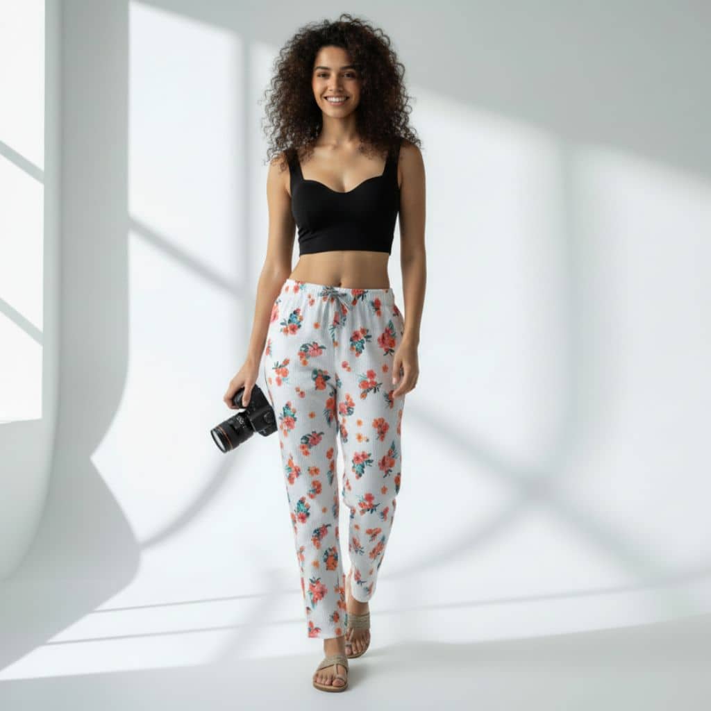 The Floral Seersucker Tapered Straight Fit Pant