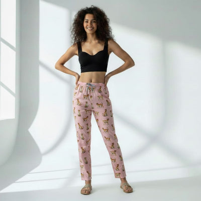 The Tiger in Pink Viscose Tapered Straight Fit Pant